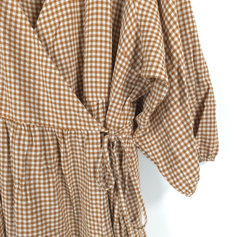 NWT MADEWELL Gingham Puff-Sleeve Wrap Mini Dress Cotton India Made NE955 Sz 4X‎ - Picture 8 of 15